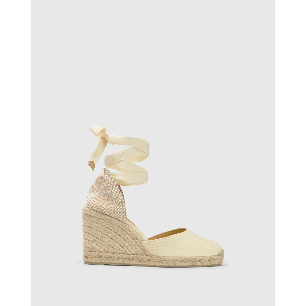 Castaner Carina 80 Ivory Organic Cotton Wedge Espadrilles Made in Spain Size 39
